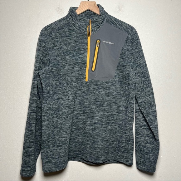 Eddie Bauer Men Sweater Medium Cloud Layer Pro 1/4 Pullover Outdoor Zip Pockets - Picture 1 of 8